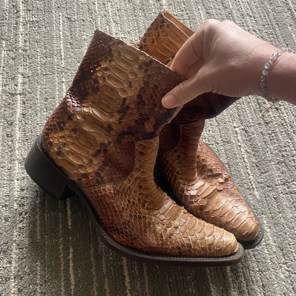 Buttero Python Snakeskin Boots Brown - Picture 1 of 7
